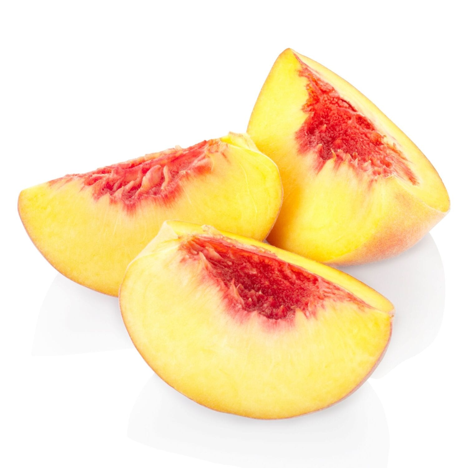 peach slices isolated on white